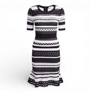 MILLY Striped Pointelle Mermaid Dress Sz S